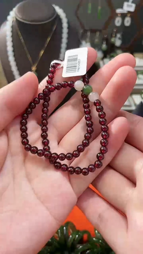 【闪购商品】石榴石手串未镶嵌天然石榴石双圈手串
