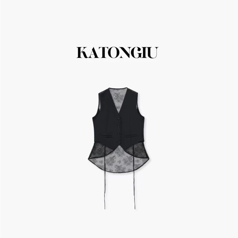 KATONGTU【穆赫兰道】2024春夏高级蕾丝无袖拼接马夹  SF5411YN