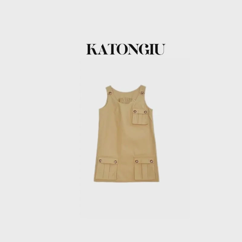 KATONGTU【印象派大师】气质修身收腰显瘦休闲背带连衣裙  SF7930YN