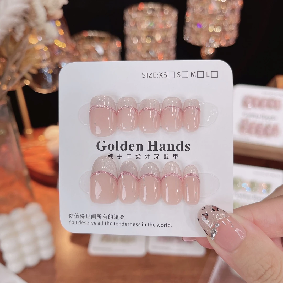 【安妮】纯手工穿戴甲 高级简约 裸色猫眼美甲Z