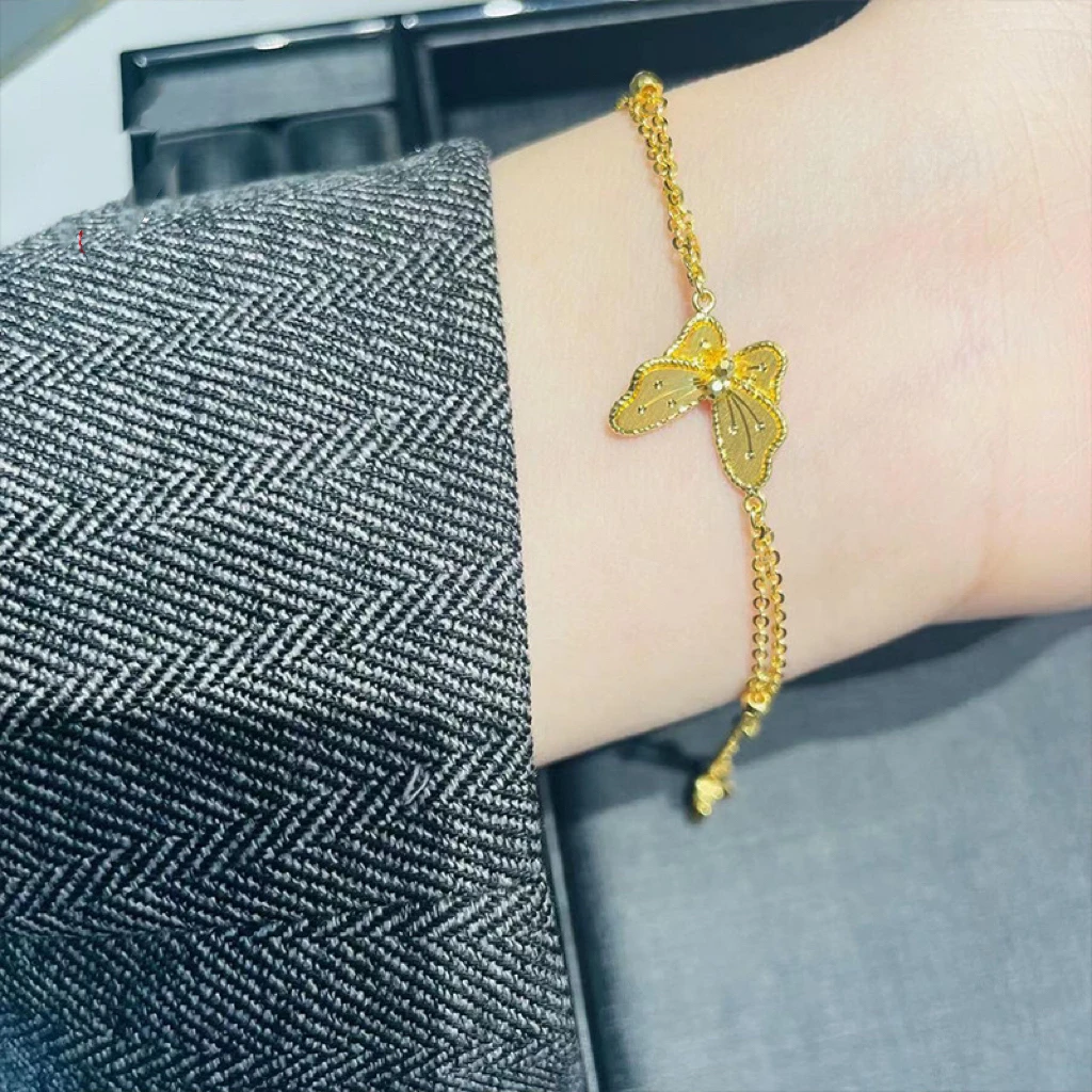 古法拉丝梦实心蝴蝶手链轻奢高级感日常百搭