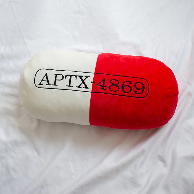 名侦探柯南毛绒公仔aptx-4869药丸抱枕玩偶男生款睡觉抱床上玩具