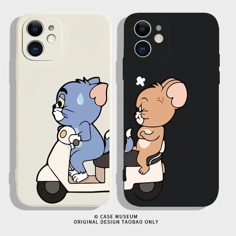 适用猫和老鼠iphone15高级感苹果14promax硅胶保护壳13mini手机壳