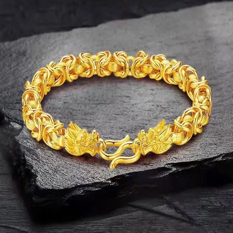 铜合金手链 龙骨手链男士潮流时尚表带链 龙纹手链