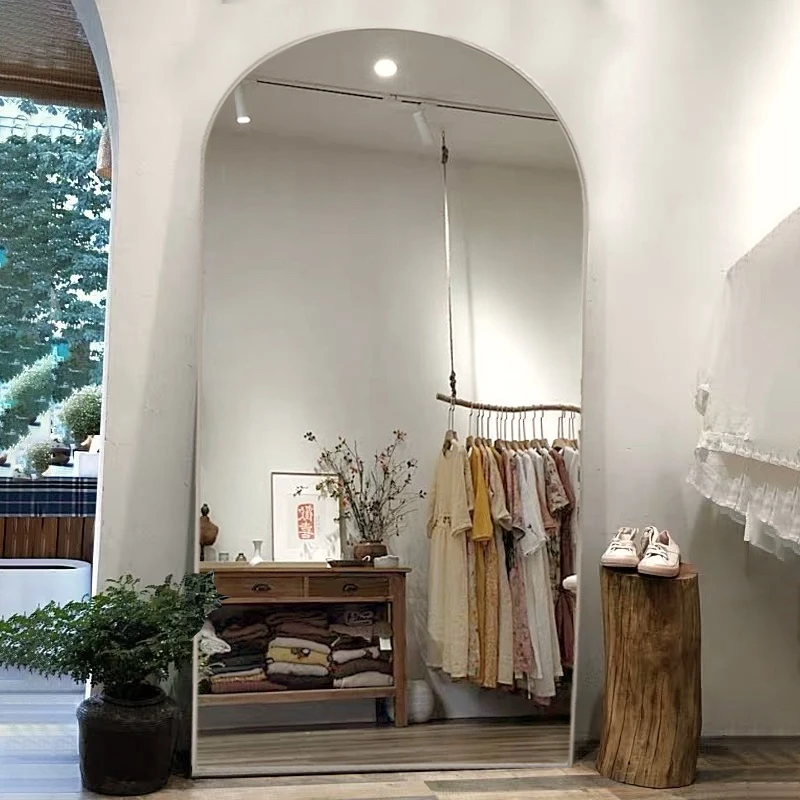 奥沁瑞拍照直播服装店拱形瘦身镜子全身穿衣镜美颜试衣镜落地镜