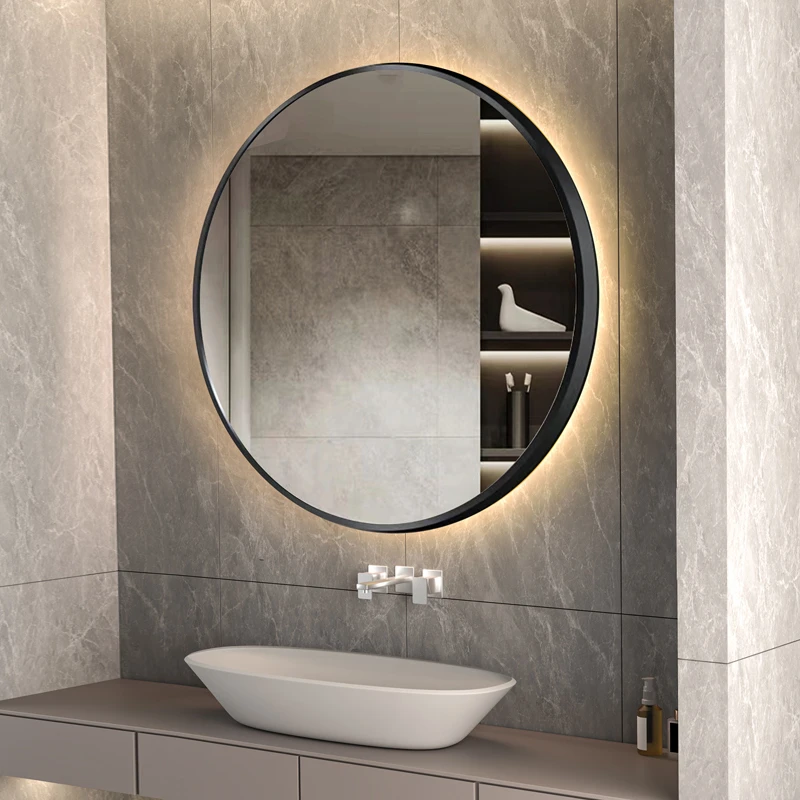 奥沁瑞智能镜子圆形带框浴室镜卫生间带灯触摸屏感应除雾化妆镜子