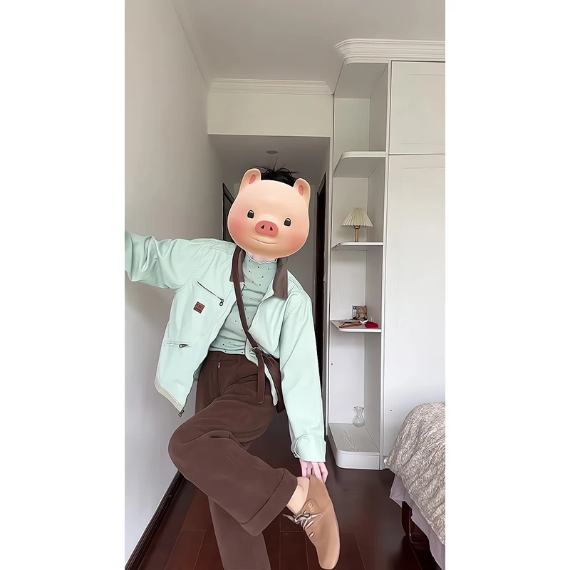 2024新款女士秋季时尚穿搭休闲宽松百搭夹克外套上衣高腰阔腿裤