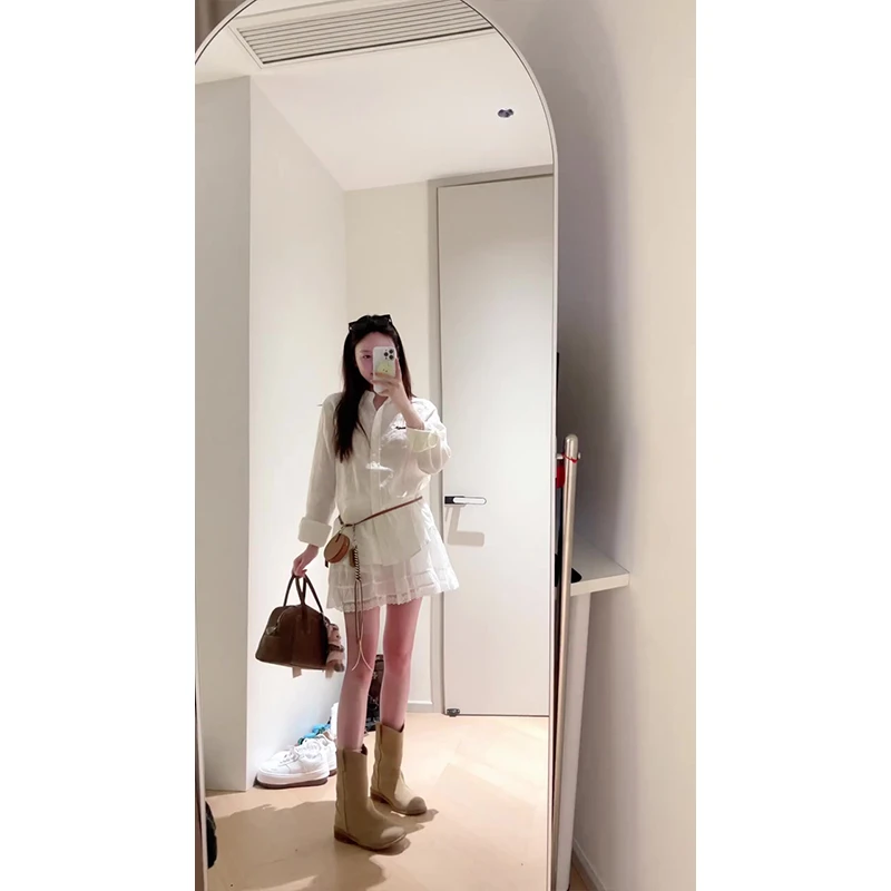 2024新款女士秋季法式气质小众设计感宽松百搭衬衫上衣高腰半身裙