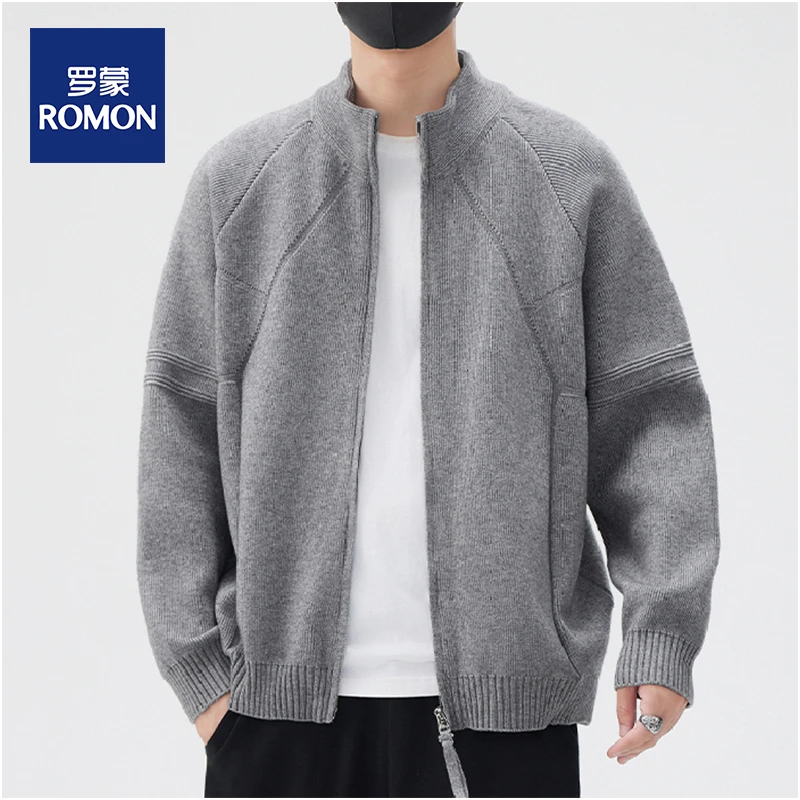 罗蒙针织开衫毛衣男秋冬季2025新款潮流帅气百搭休闲宽松男士外套