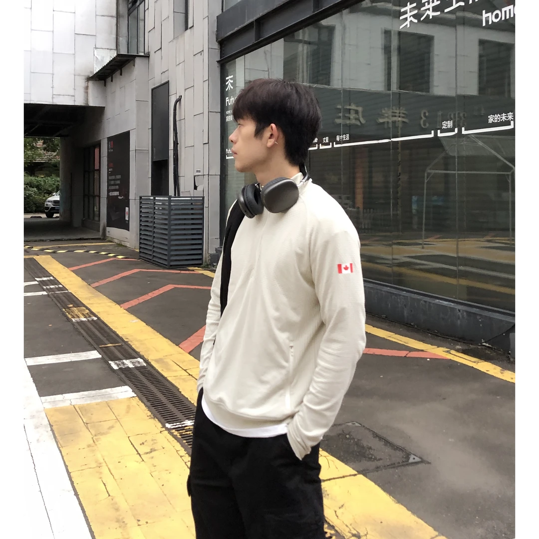 lulu同款半拉链卫衣加拿大限定打底衫宽松基础款无缝提花长袖显壮