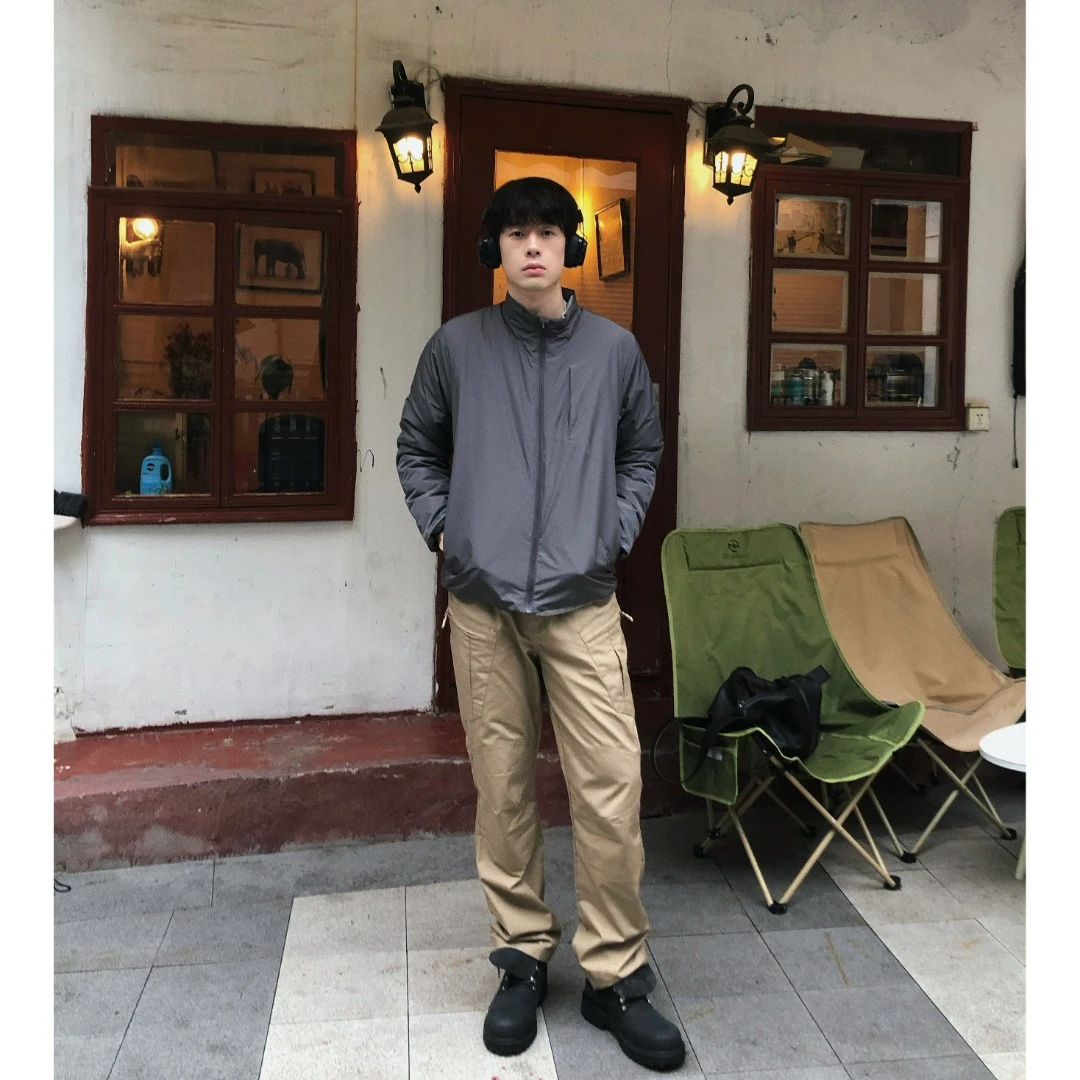 lulu同款小立领棉衣秋冬季户外通勤防风保暖商务夹克纯色外套男