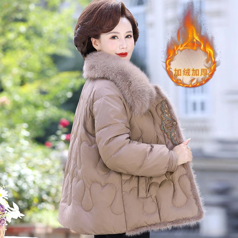 妈妈装冬装民族风棉服55洋气高档60岁70中老年女装外套中国风棉袄