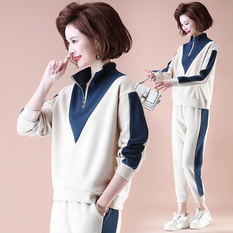 母亲衣服中年妈妈装春秋时尚服饰洋气秋装中老年运动服套装女服装
