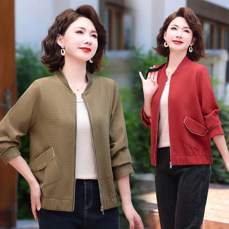 70后显年轻女装时尚妈妈装秋装防晒外套短款中年女春秋开衫上衣服