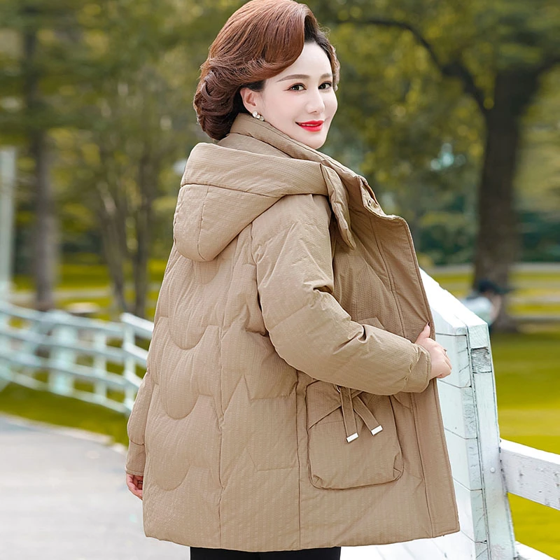 中年妈妈装冬装外套保暖棉衣洋气中长款棉袄中老年人女秋冬季棉服