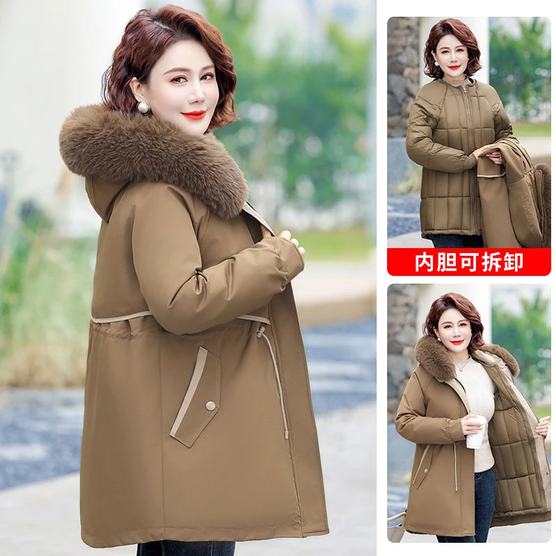 中老年冬装洋气棉衣妈妈装女装60岁70高档外套女款冬季夹棉派克服