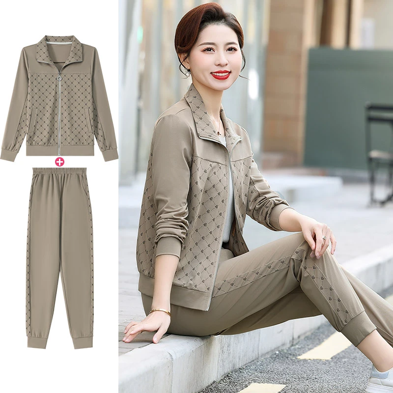 中年妈妈装秋装运动服套装洋气2024新款中老年女装春秋休闲两件套