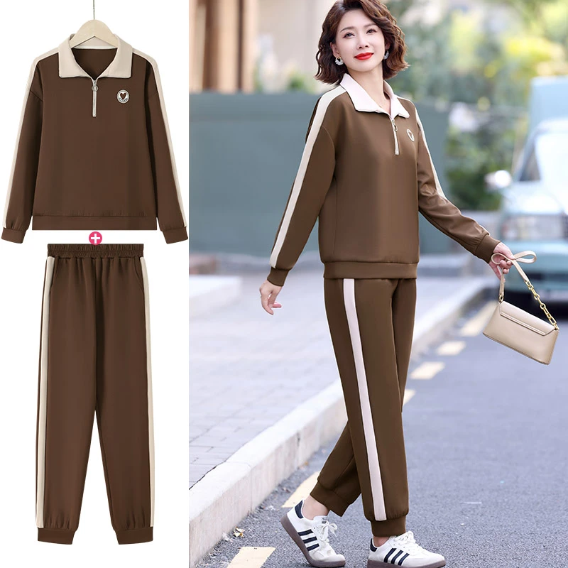 中年妈妈装秋季洋气母亲衣服时髦中老年运动服女春秋休闲卫衣套装