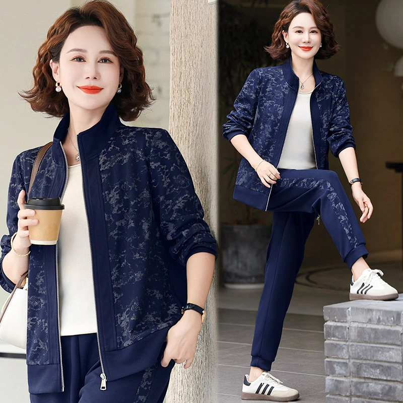 中年妈妈装秋装运动服套装洋气新款春秋外套中老年女高贵母亲衣服