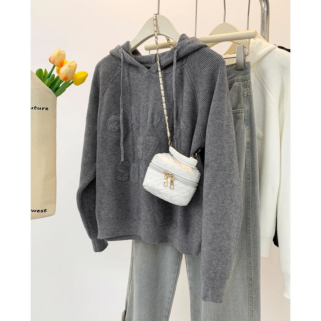 厚款拉链连帽毛衣开衫外套女宽松2023秋冬新款针织外穿加厚上衣女