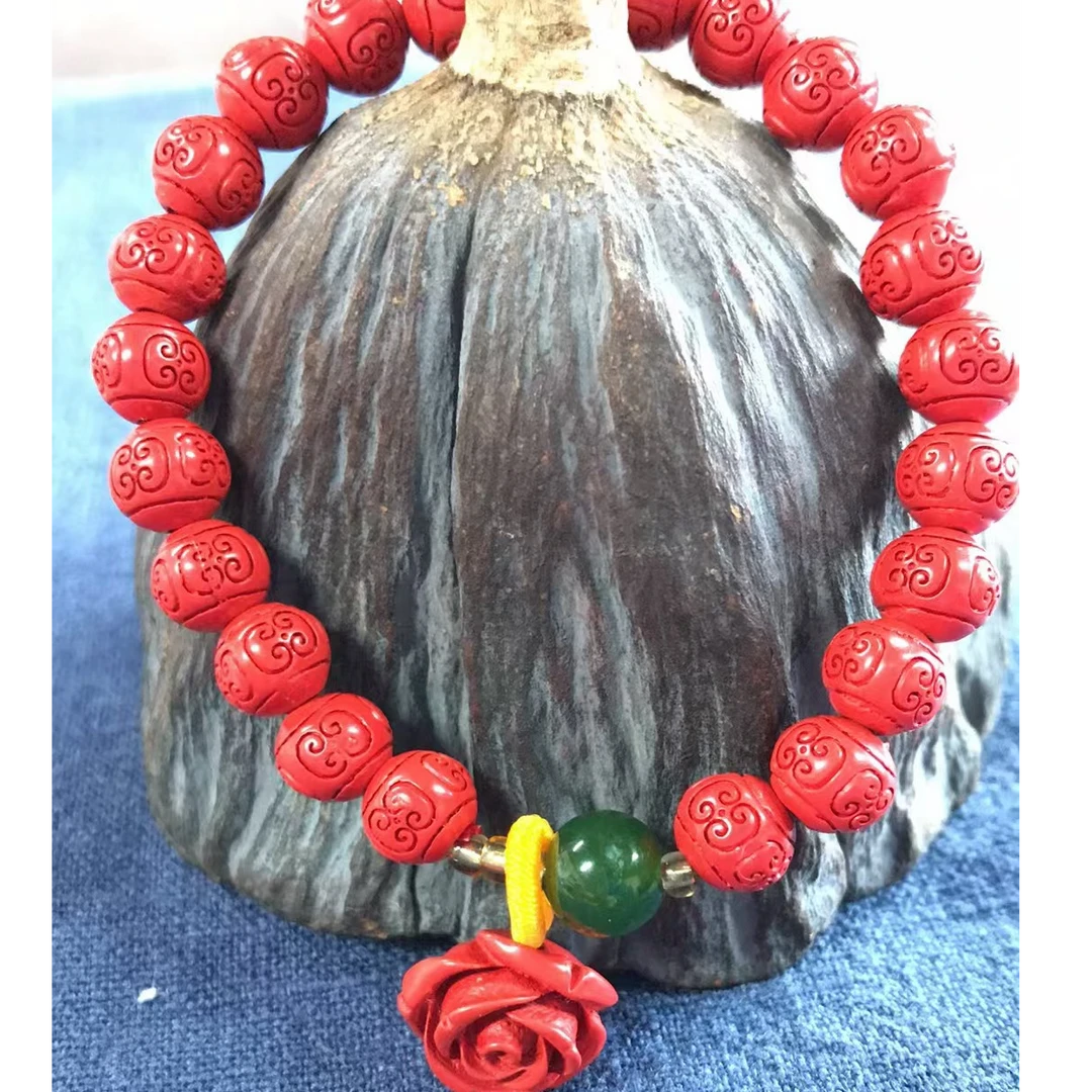 天然辰砂花开富贵朱砂手串高含量朱砂手链本命年男女转运珠手串