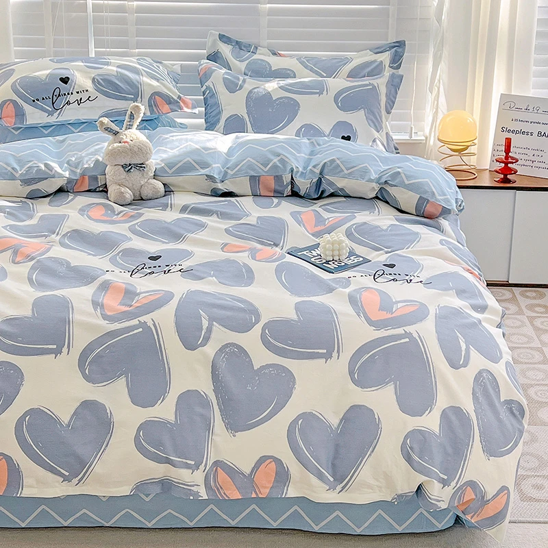 麦德琳100纯棉四件套ins风小清新夏季全棉被套床笠款学生三件套