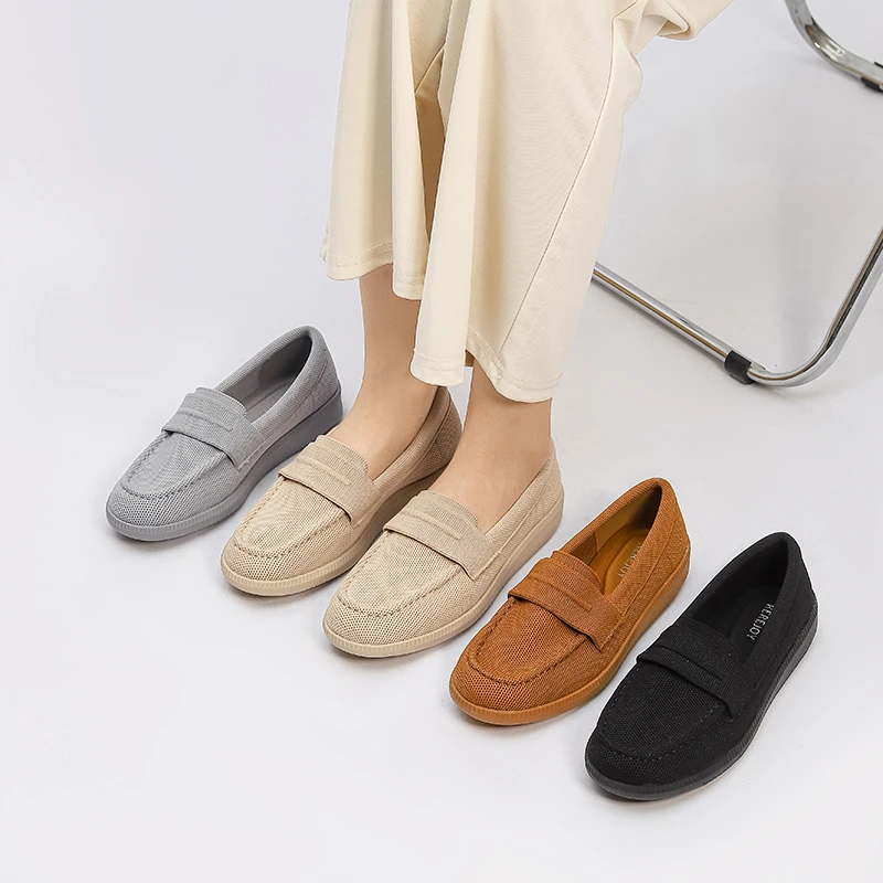 REREJOY圆头休闲乐福鞋 2024新款平底一脚蹬透气女单鞋 QC6406