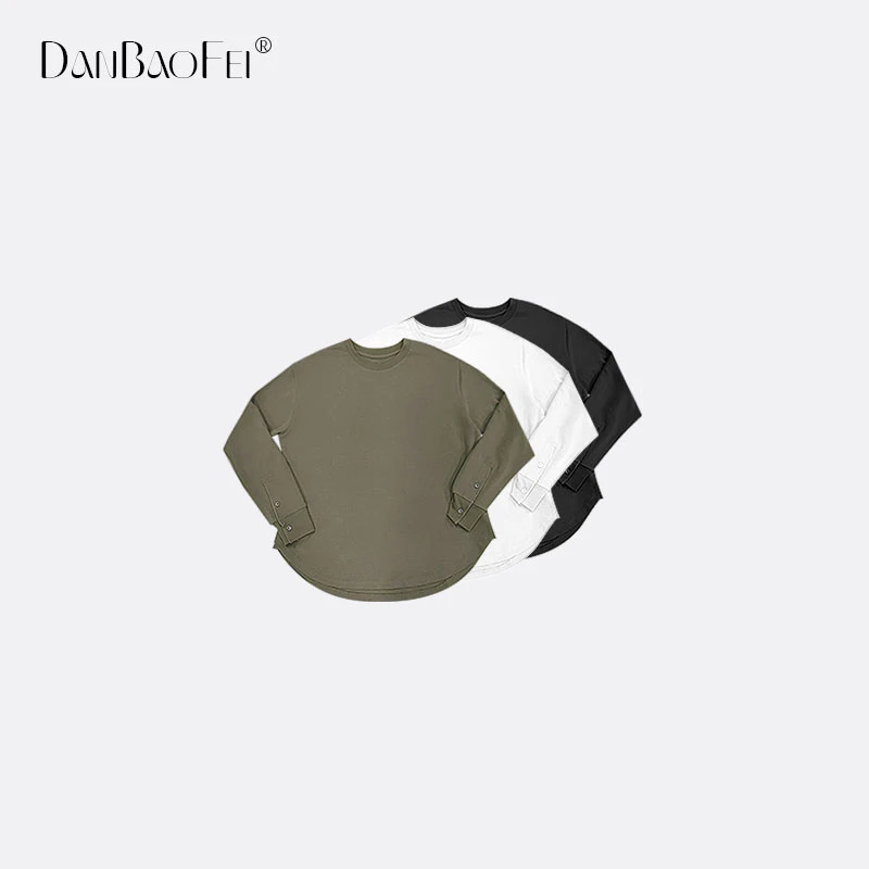 【雅雅】 新品女装宽松纯色圆领纽扣长袖卫衣打底 YLM00406