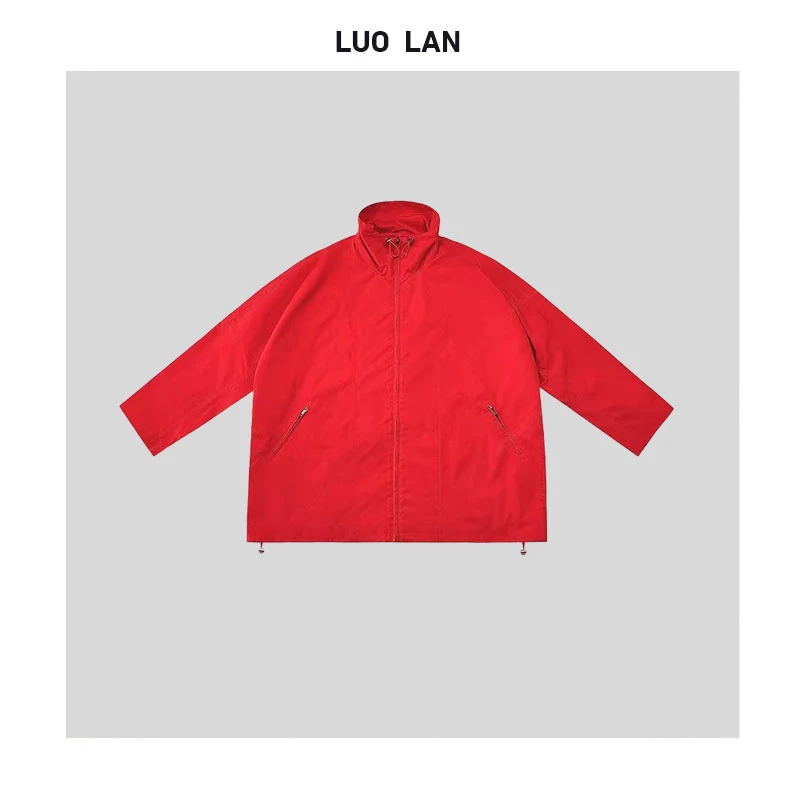 //早秋新品女装宽松廓形美式复古红色锋衣夹克 WB0057