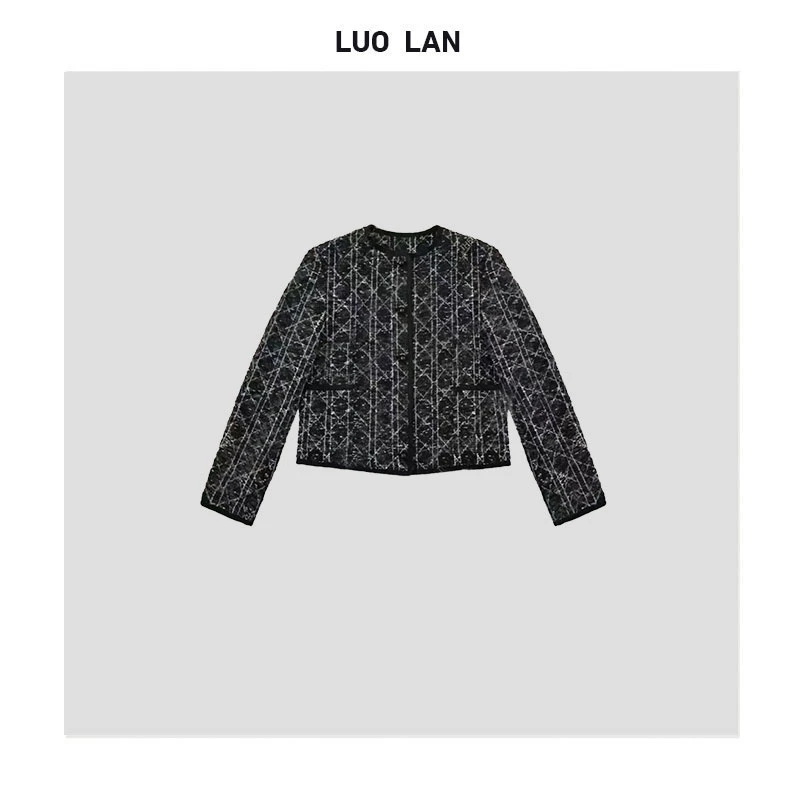 /////2024秋新款藤格纹定制粗花肌理感小香风外套 YLM0046