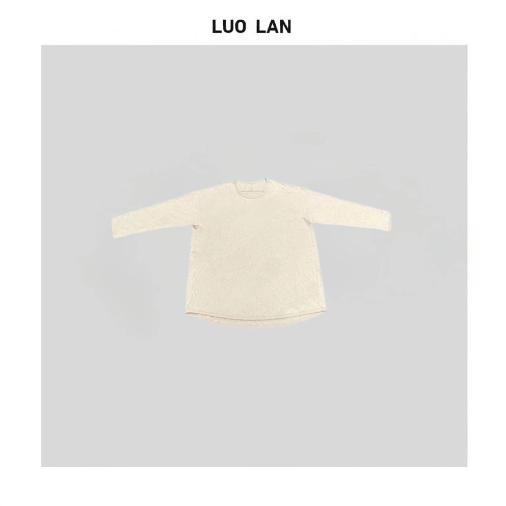 【DAYO】宽松廓形休闲百搭圆领燕麦色棉麻长袖T恤 YLM00131