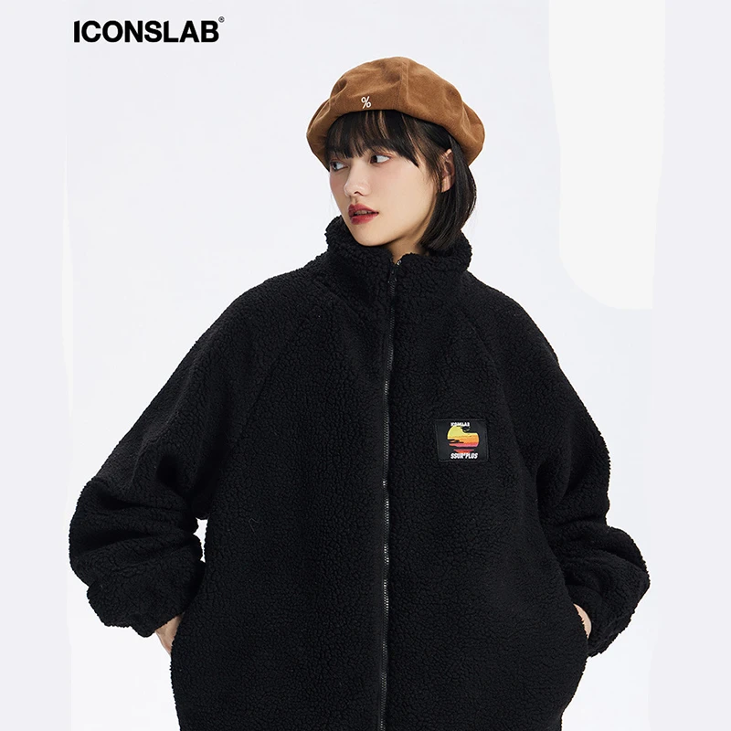 ICONSLAB 落霞摇粒绒仿羊羔绒情侣外套宽松上衣潮