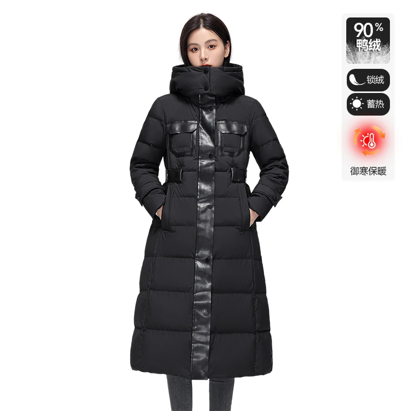 【姿姐】长款连帽羽绒服加厚宽松休闲保暖V402230760