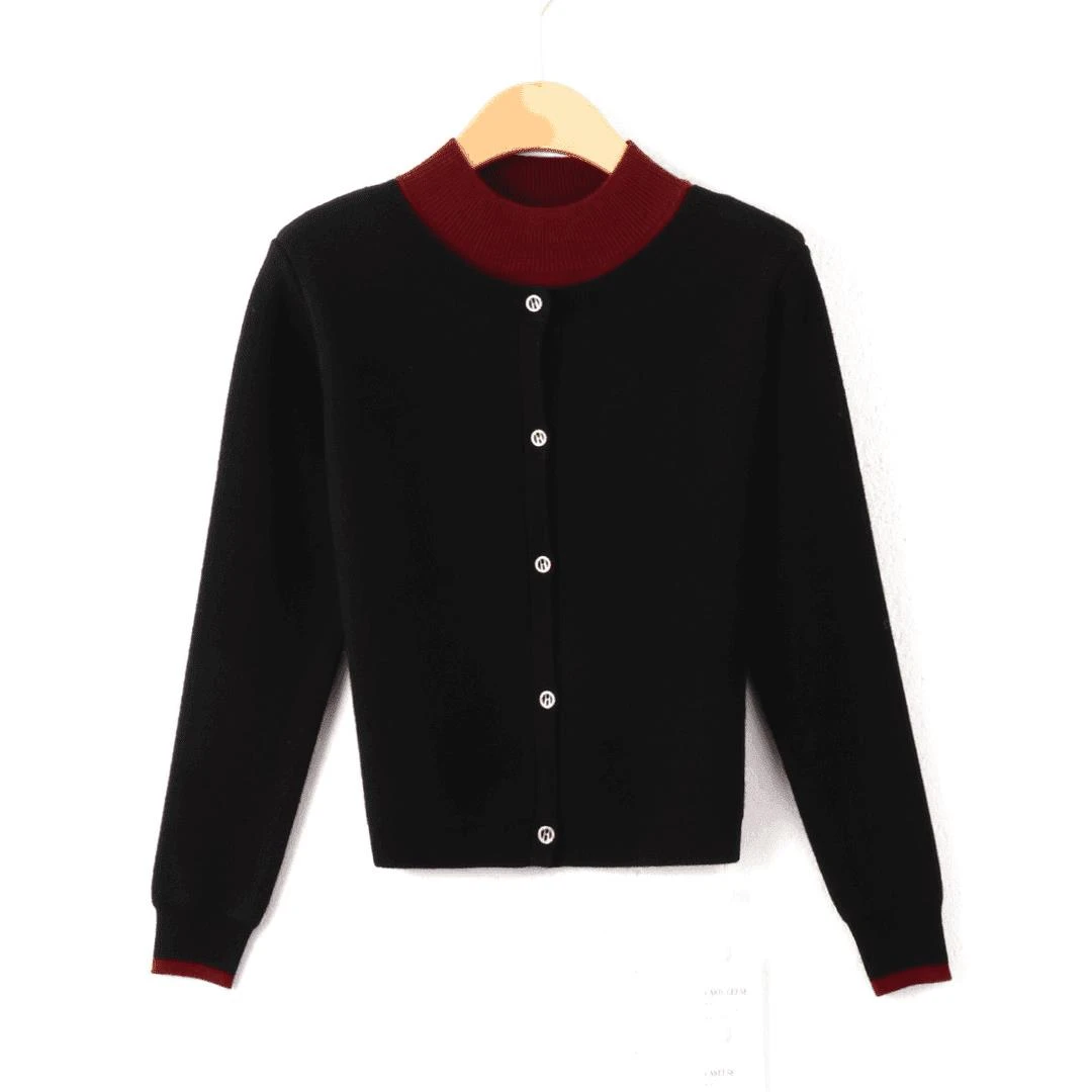 秋冬新款高级感假两件套女上衣气质时尚长袖百搭针织开衫打底衫