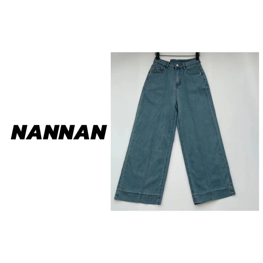 【舒服蕾】直筒时尚 休闲复古 宽松夏 季蓝色 高腰百搭牛仔裤