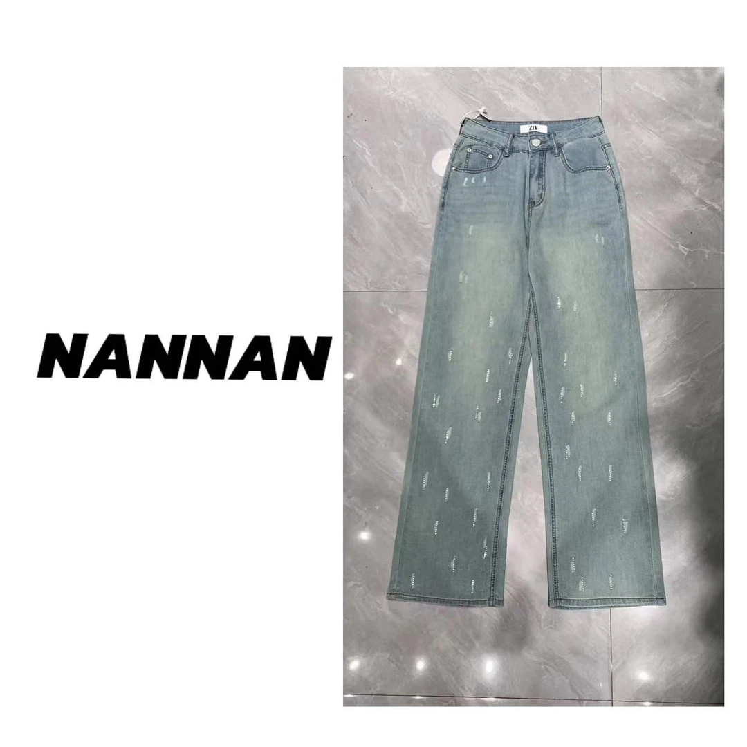 【月光蓝】高腰直筒窄版阔腿垂感牛仔裤6726