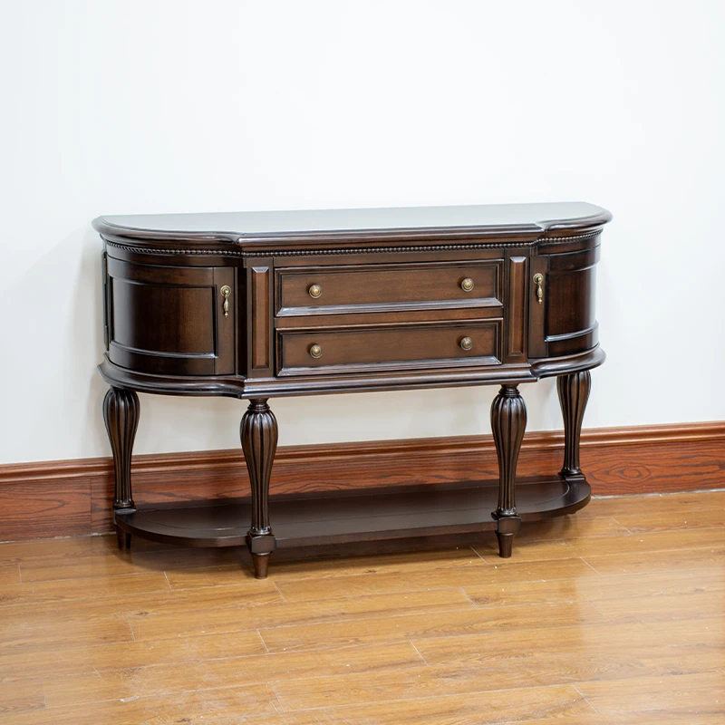 美式玄关柜1380*428*890全实木储物收纳家用防止开裂高强度承重