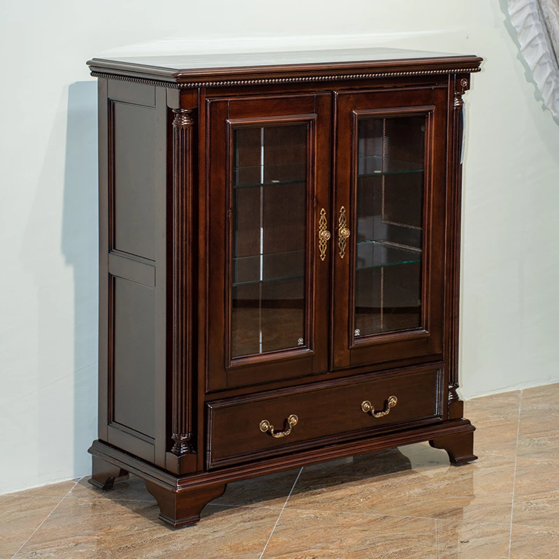 樱桃木美式酒柜1050*450*1180两门柜客厅全实木餐边柜家用别墅