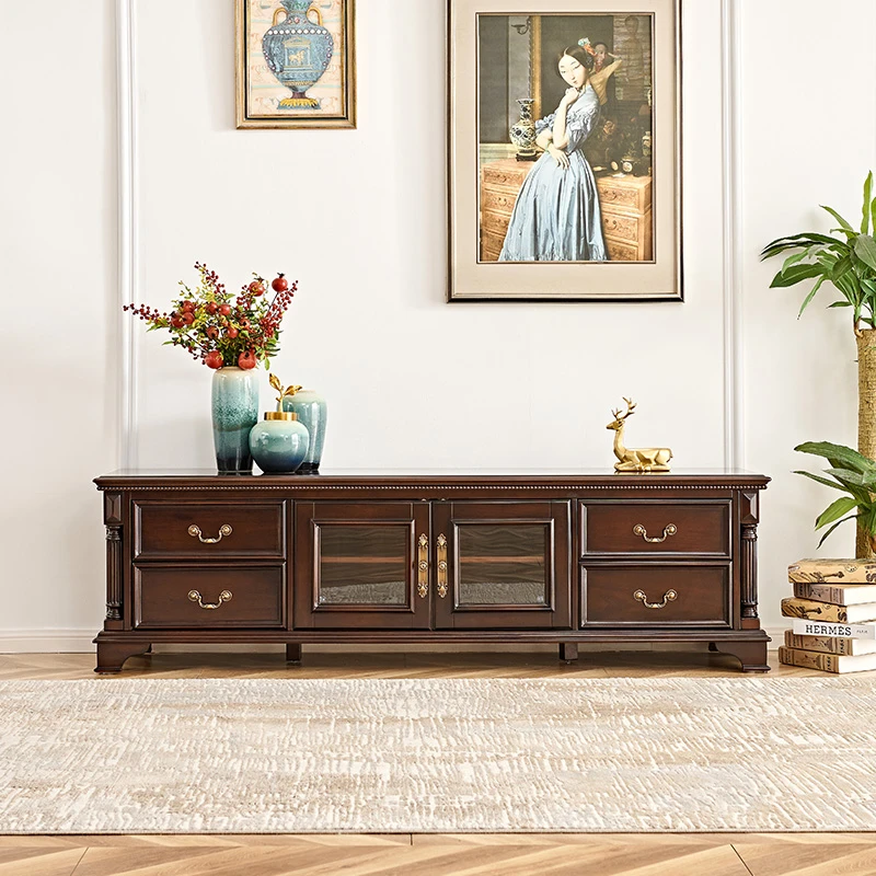 美式电视柜复古多功能客厅机柜家具家用轻奢防止开裂高强度承重