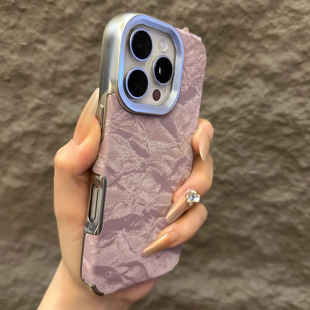 电镀绒布雪山纹适用iPhone16promax苹果15手机壳14简约款13创意12