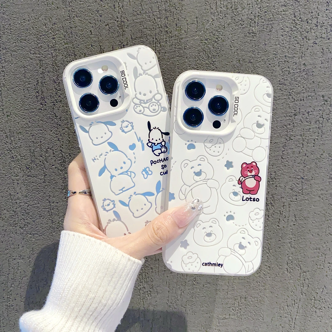 满屏线条维尼熊适用苹果15promax硅胶防摔12可爱女手机壳13/14/15