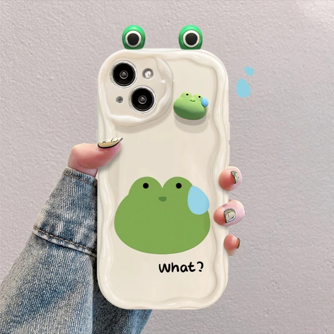 可爱动物流汗小青蛙苹果14promax/13手机壳12华为/oppo/小米/vivo