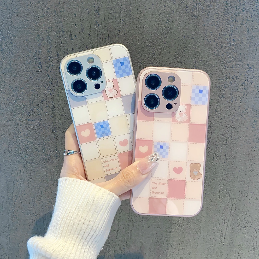 格子小熊适用苹果15/iPhone/华为荣耀/OPPO/VIVO/小米13手机壳潮