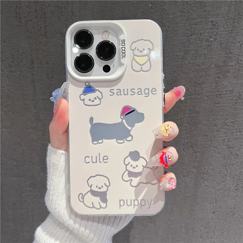 小狗适用苹果15手机壳文字华为荣耀oppovivo小米14红米硅胶女软壳