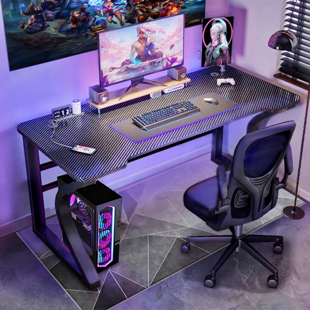 A1简约风双人碳纤维写字台简约写字台桌子电脑桌卧室游戏电脑桌