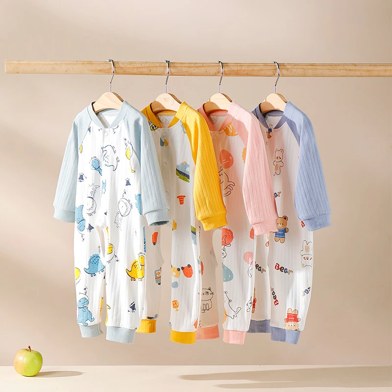 婴儿连体衣春秋开档纯棉睡衣男女宝宝衣服秋装套装哈衣爬服外出服