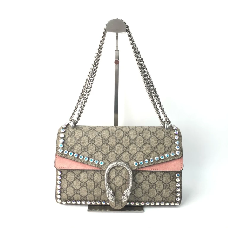95新 GUCCI/古驰 安洁利严选Gucci古驰酒神水钻单肩包WHZ19448H