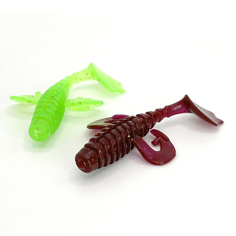 必获小飞鱼浮水鸭掌T尾软饵软虫螺纹路亚假饵黑坑鲈鱼鳜鱼翘嘴饵