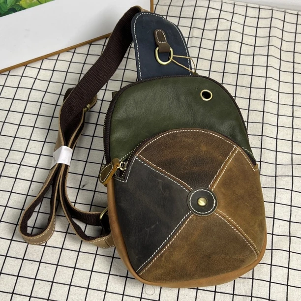 休闲真皮个性时尚男士户外疯马做旧复古斜跨包