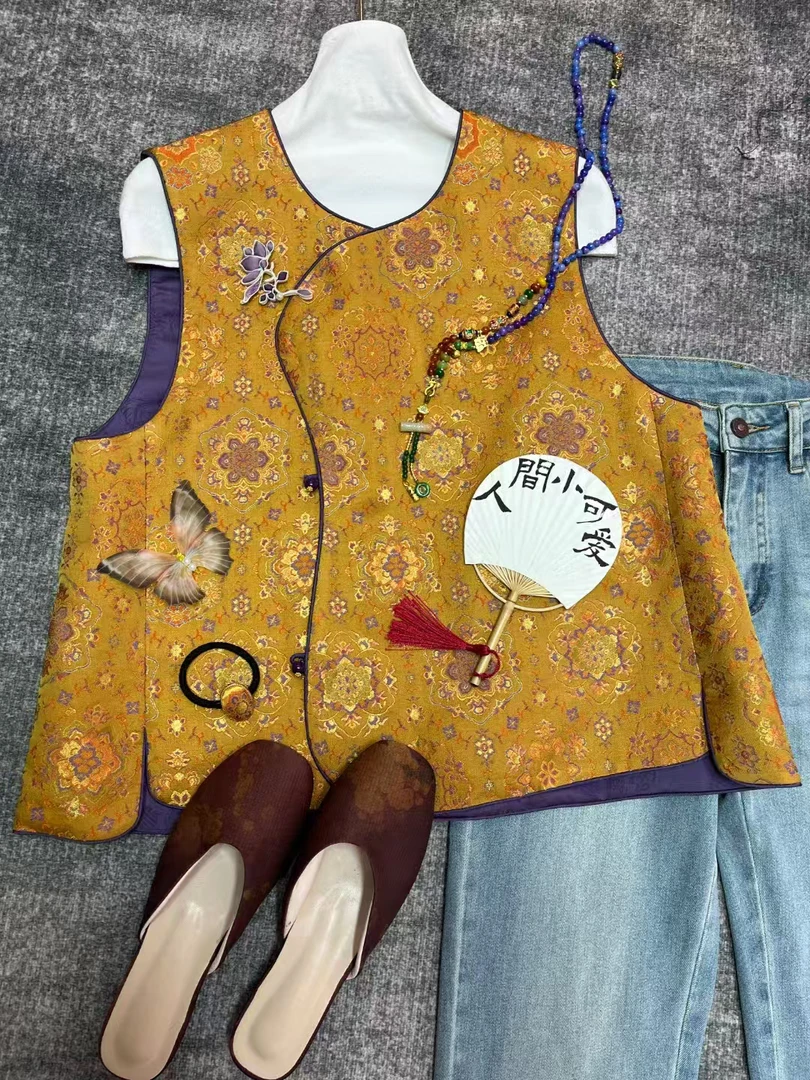 宝相花 宋锦宝相花提花国风马夹